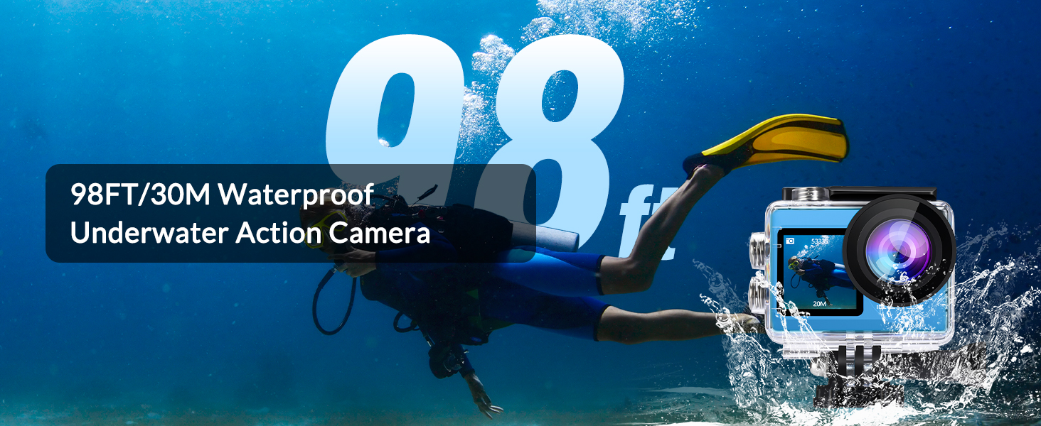 98ft/30m waterproof underwater action camera