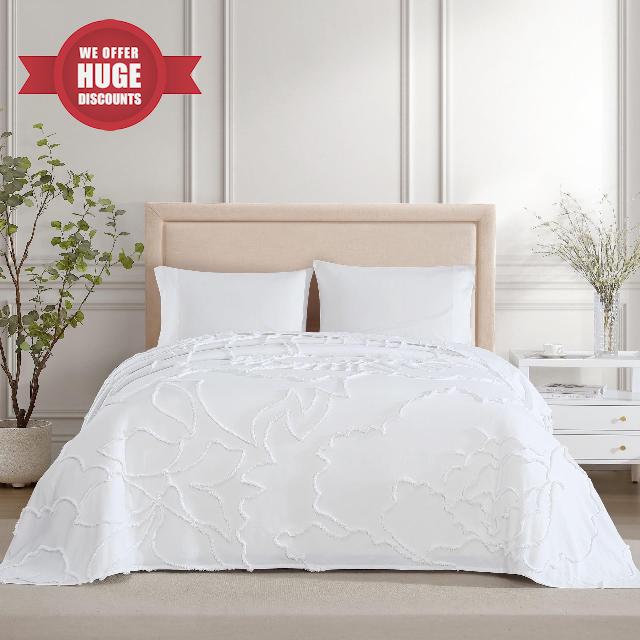 ELLE Decor Floral 100% Cotton Chenille Bedspread