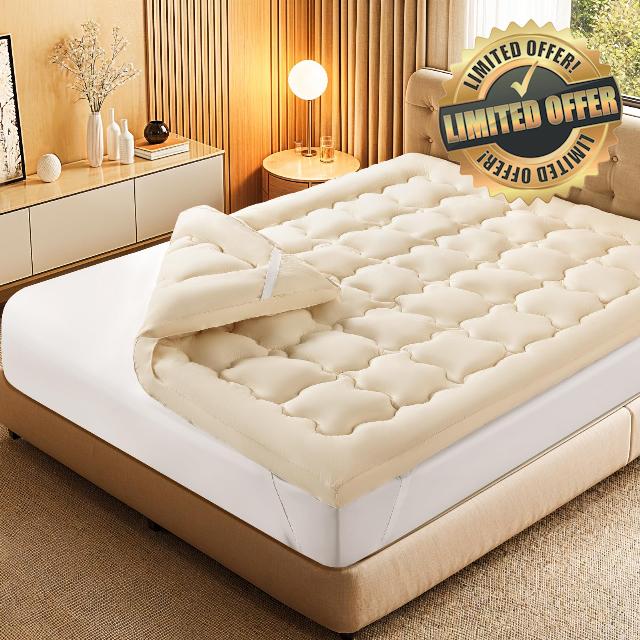 Baauye Luxury 100% Organic Australian Wool Mattress Topper Queen Size