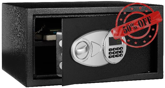 Amazon Basics Steel Security Safe and Lock Box with Programmable Electronic Keypad