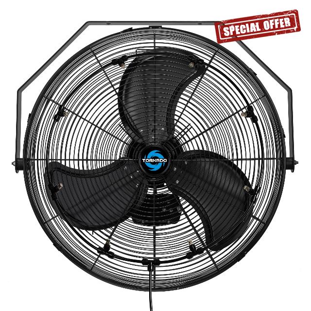 Tornado 24 Inch Outdoor Misting Wall Fan High Velocity Metal Industrial Workstation Wall Mount Fan For Commercial