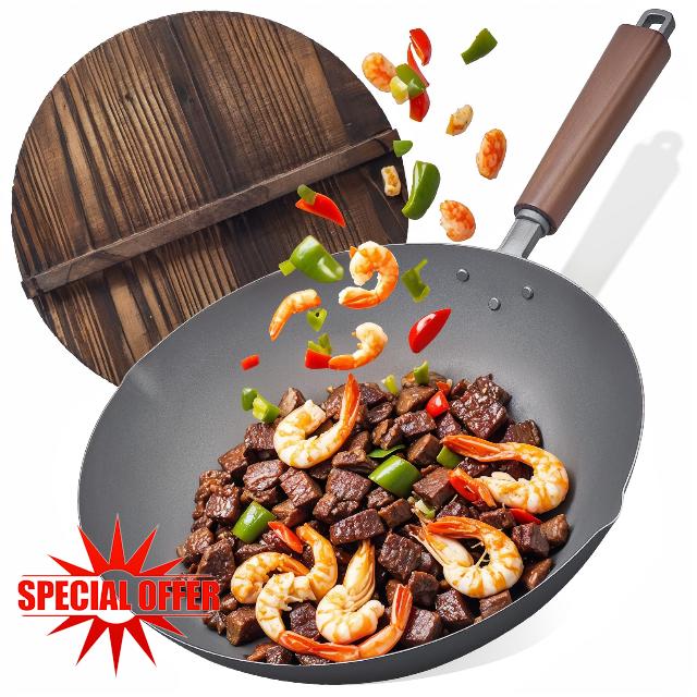 Nonstick 13-Inch Titanium Flat Bottom Wok