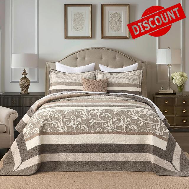 Finlonte Oversized King Bedspread 120"x120" - 100% Cotton California King Quilt with 2 Pillow Shams