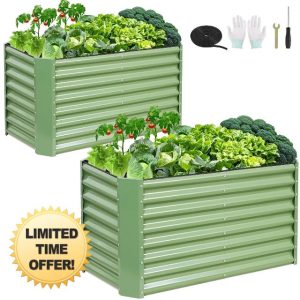 4x2x2ft (2 Pack) Raised Garden Bed - Galvanized Deep Root Planter Boxes Outdoor with Wing Nuts and Safety Edges for Gardening Vegetables