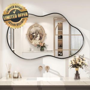 40x24 Black Irregular Wall Mirror