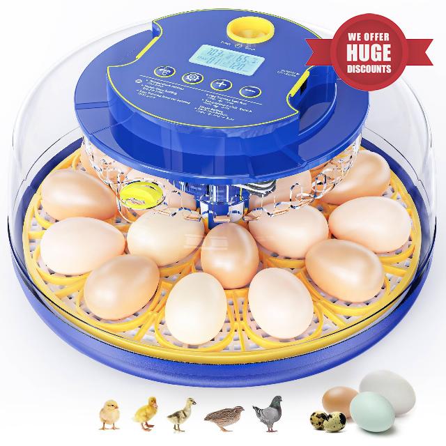 18 Chicken Egg Incubators for Hatching Eggs: Egg Incubator with Automatic Egg Turning and Humidity Control - Egg Candler - Temperature & Humidity Display - Used to Hatch Quail