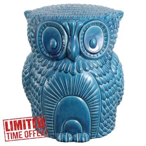 JONATHAN Y TBL1035B Millie 17.5" Classic Vintage Ceramic Indoor/Outdoor Owl Garden Stool