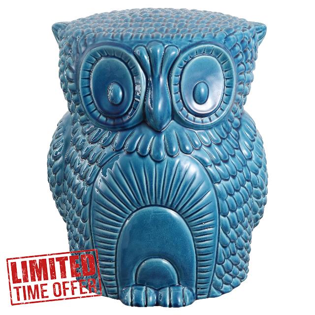 JONATHAN Y TBL1035B Millie 17.5" Classic Vintage Ceramic Indoor/Outdoor Owl Garden Stool