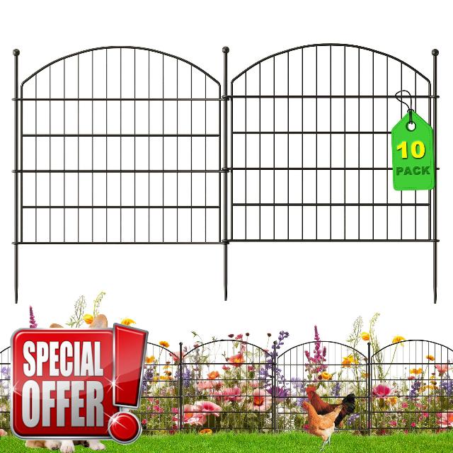 24 in(H) x20 Ft(L) 10 Panels No Dig Metal Garden Fence