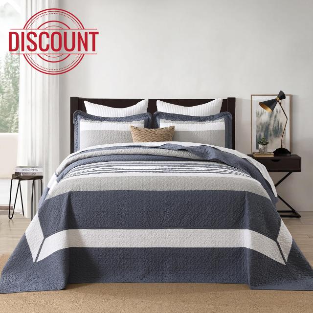 Cotton King Bedspread 128"x120" - Oversized Quilt Set with Pillow Shams