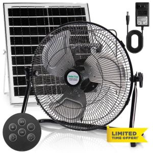 14" Solar Powered Fan - 18000mAh Rechargeable Floor Fan