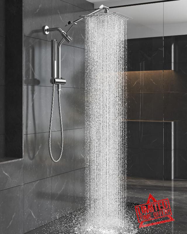 Veken 10" Luxurious All Metal Rain Shower Head with Handheld Spray Combo