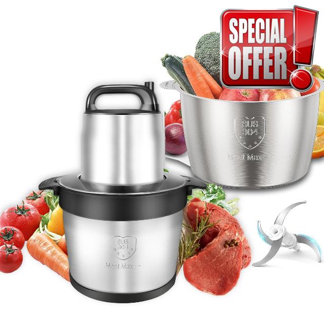 Electric Food Chopper Large Capacity - Kitchen Food Blender with Powerful 1200W Copper Motor Meat Grinder