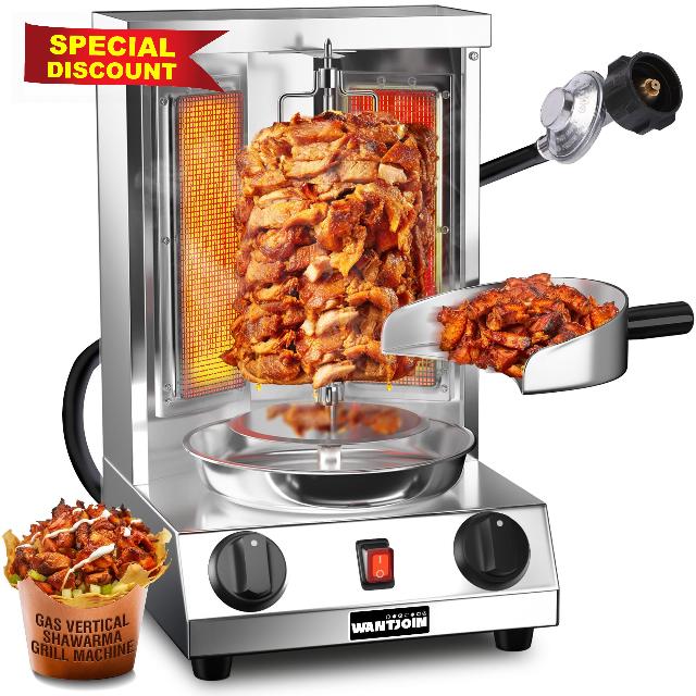 Shawarma Grill Machine - Gas Vertical Rotisserie with 2 Burners