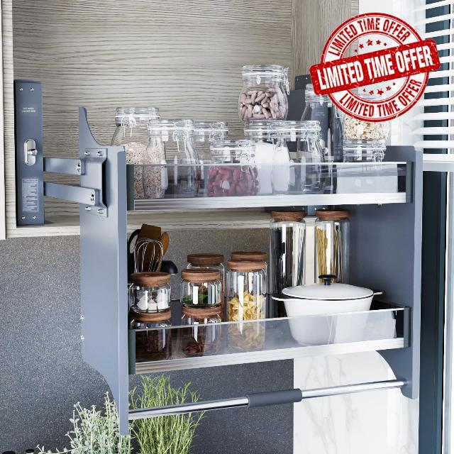 Pull Down Heavy Duty Shelf Organizer for Kitchen Upper Cabinet