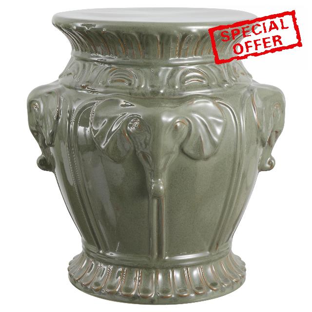 JONATHAN Y TBL1037C Anita 18" Classic Vintage Ceramic Indoor/Outdoor 4-Elephant Garden Stool
