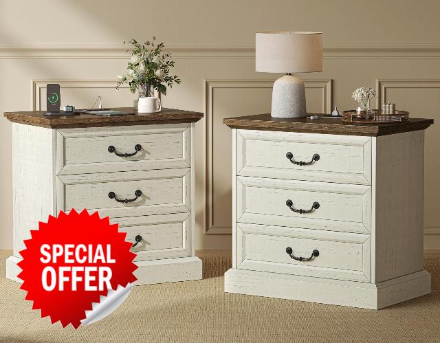 Huuger Nightstand with Charging Station