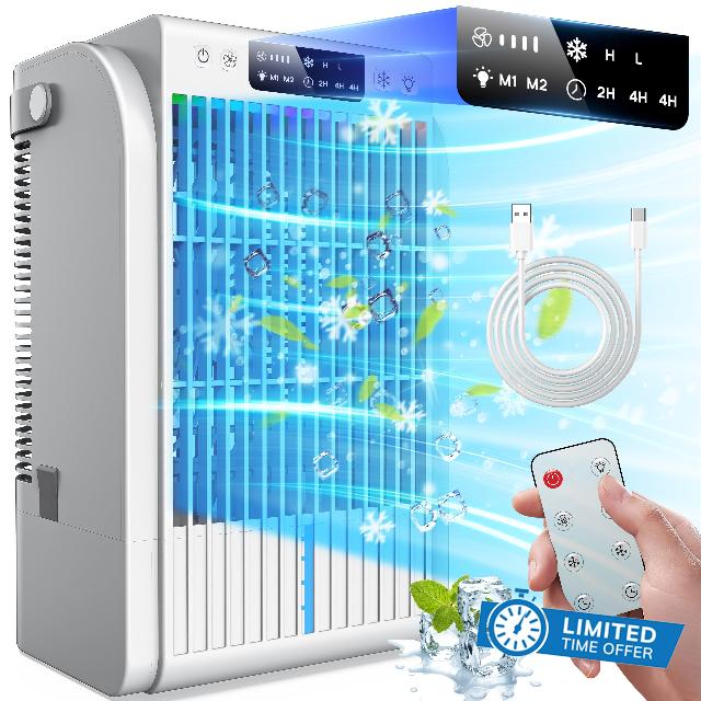 Portable Air Conditioners Fan With 1500ML Water Tank