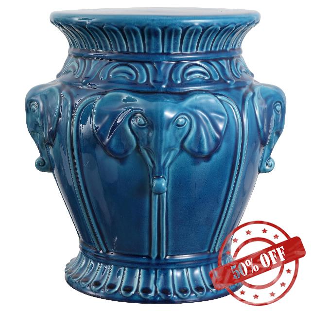 JONATHAN Y TBL1037B Anita 18" Classic Vintage Ceramic Indoor/Outdoor 4-Elephant Garden Stool