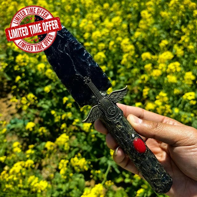 Opal Obsidian Crystal Knife Arrowhead Healing Stones Chakra Stone Arrow Decor Natural Gemstone Gift Spiritual Tool Unique Handmade (Obsidian