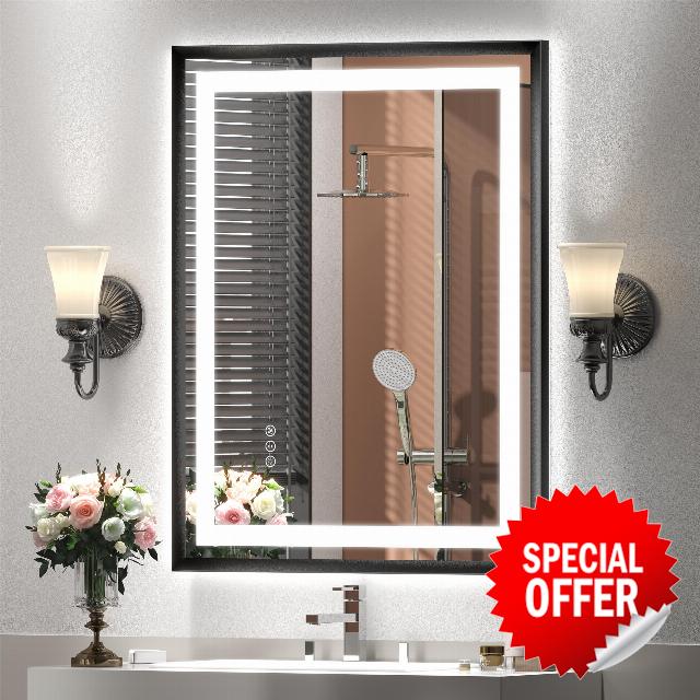 24x30 Framed LED Lighted Bathroom Mirror