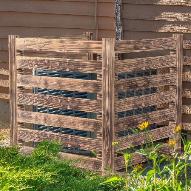 Air Conditioner Fence Wood Composter Bin 3 Panels 36" L x 36" W x 36 "H Privacy Fence Panels