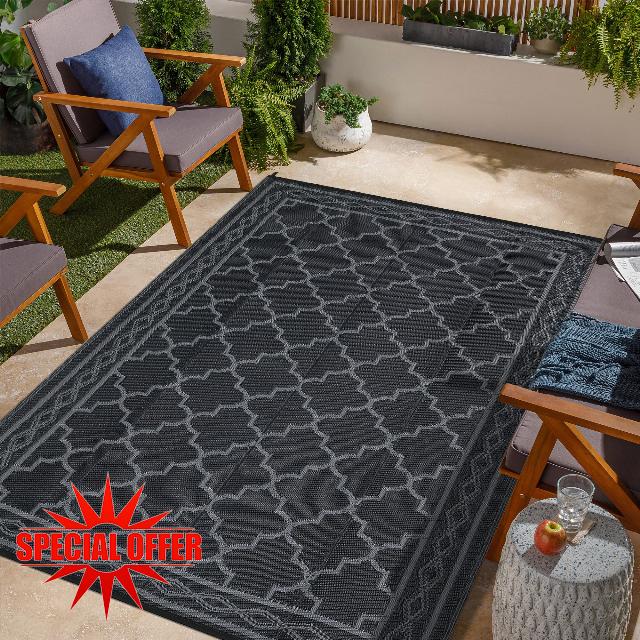 Outdoor Plastic Straw Rug 10x14 Outdoor Patio Rug Vintage Trellis Reversible Mats Waterproof Outdoor Rug for Camping