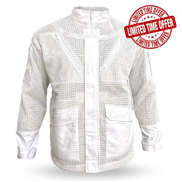 Pro Beekeeping Jacket - Ventilated Bee Jacket - Bee Protective Gear - Beekeeping Supplies- White