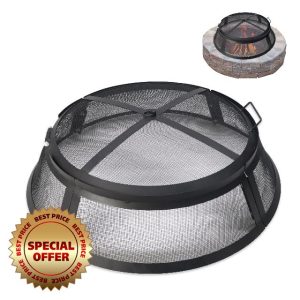 Febtech 40" Round Fire Pit Spark Screen – Heavy-Duty with Lifting Hook