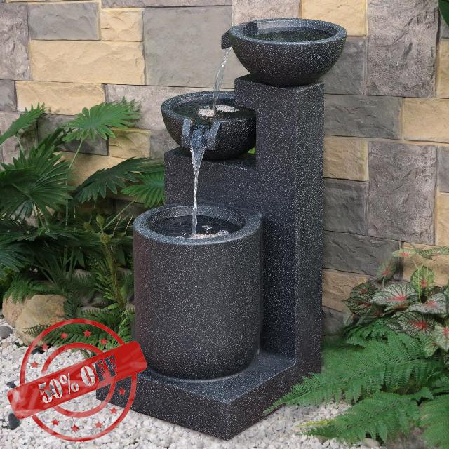 30.11” H 5-Tiers Cascading Bowls Outdoor Water Fountain Made with Eco-Friendly Recyclable Materials