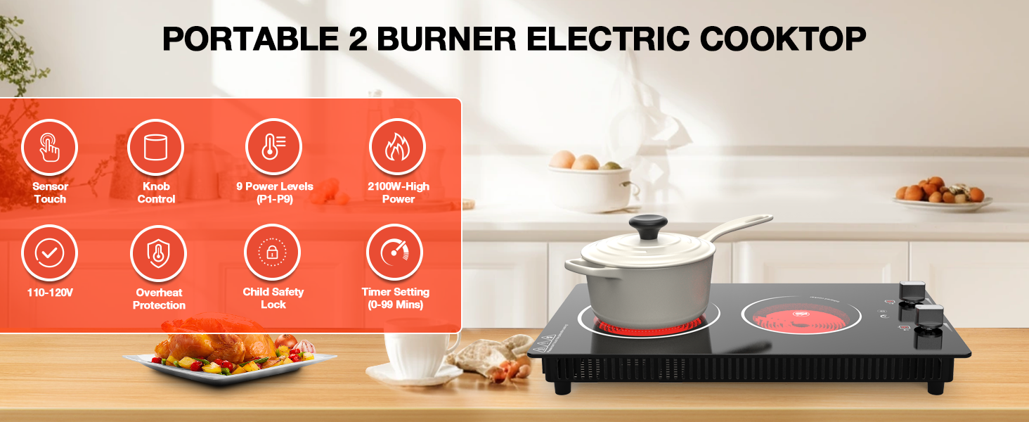 2 Burner Electric Cooktop