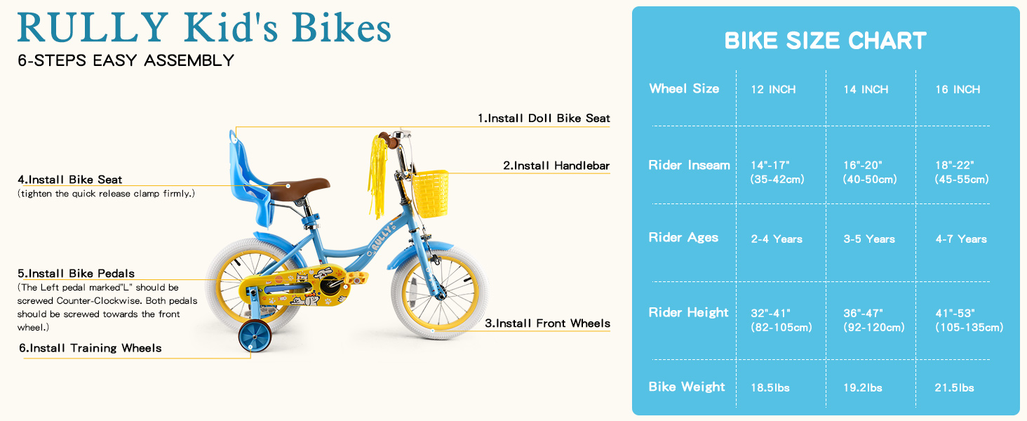 size chart and assembly guide
