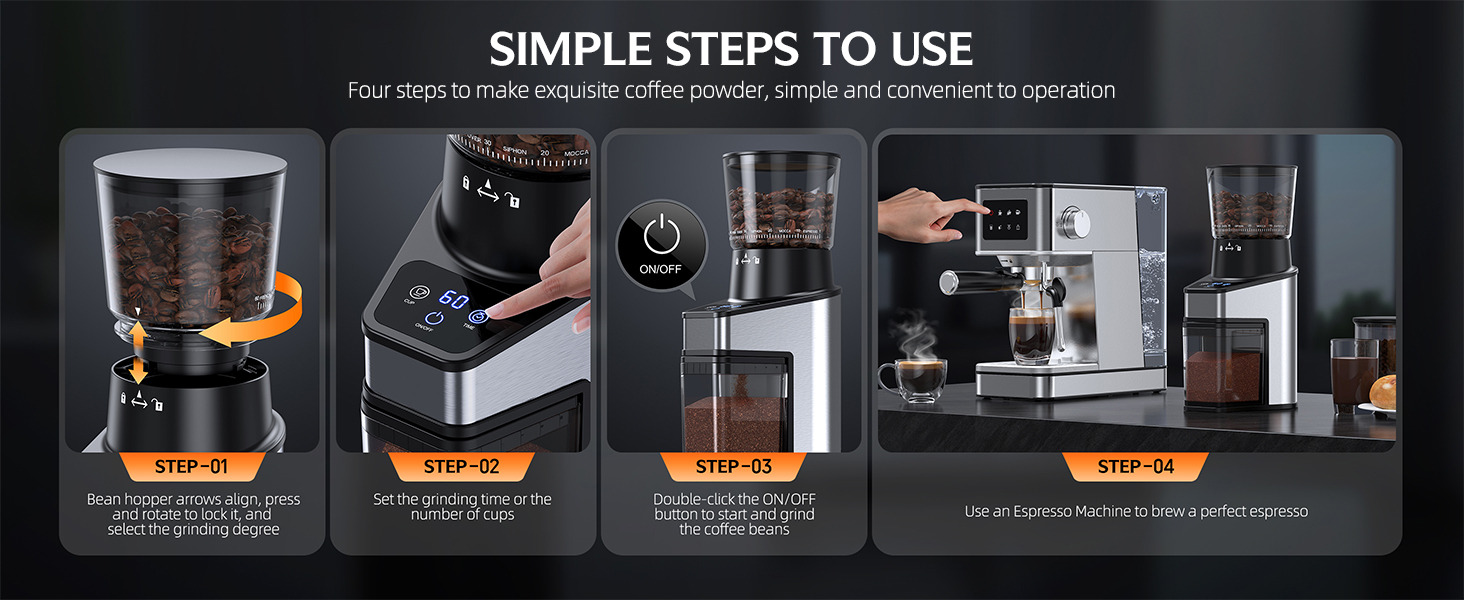 Coffee grinder use steps