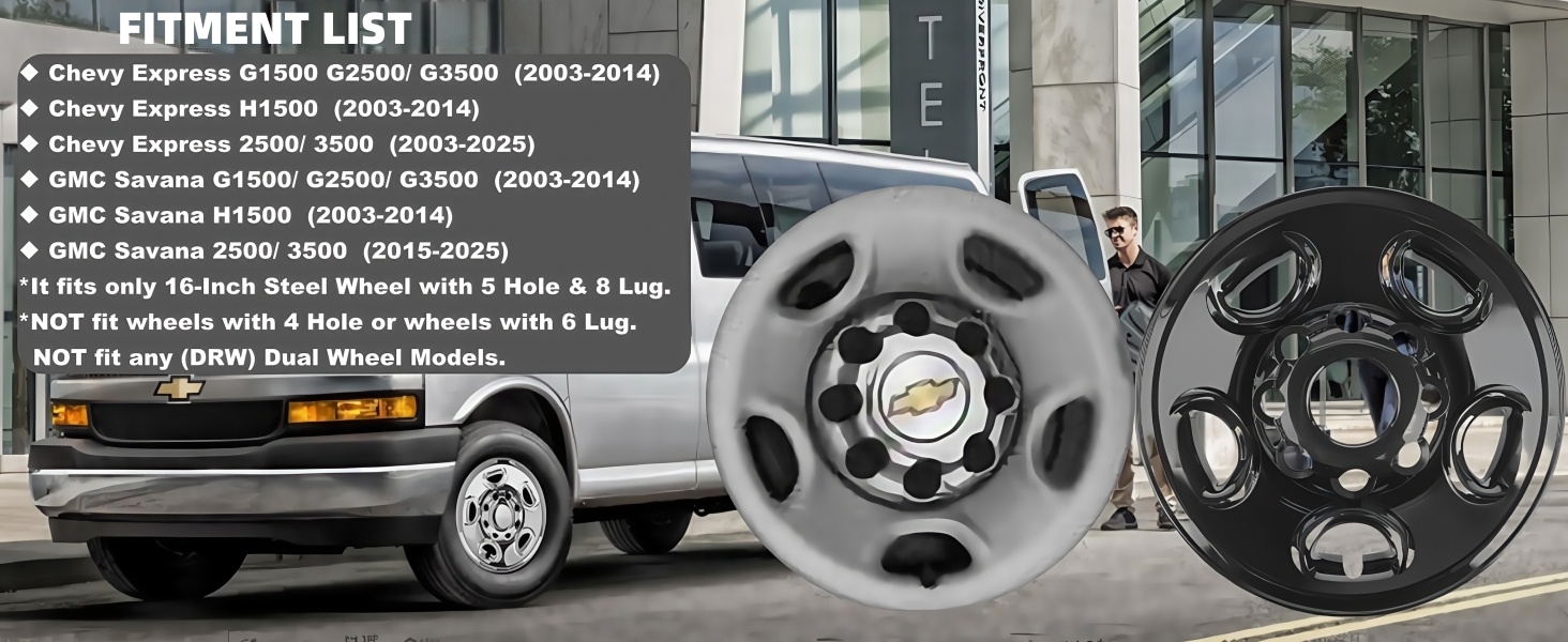 wheel skins for Chevy Express 1500 2500 3500 4500 GMC SAVANA 1500 2500 3500 2003 2004 2005 2006