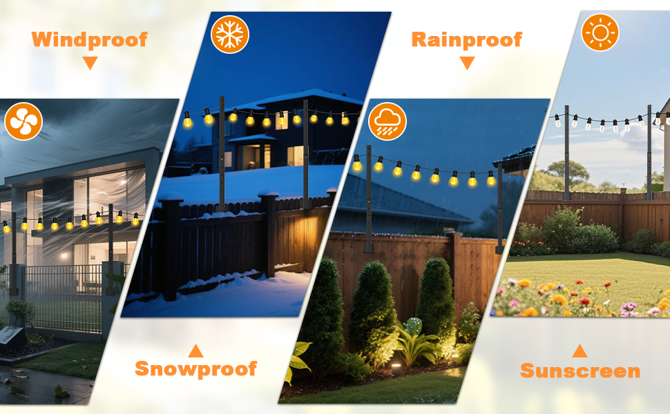 string light poles for outside