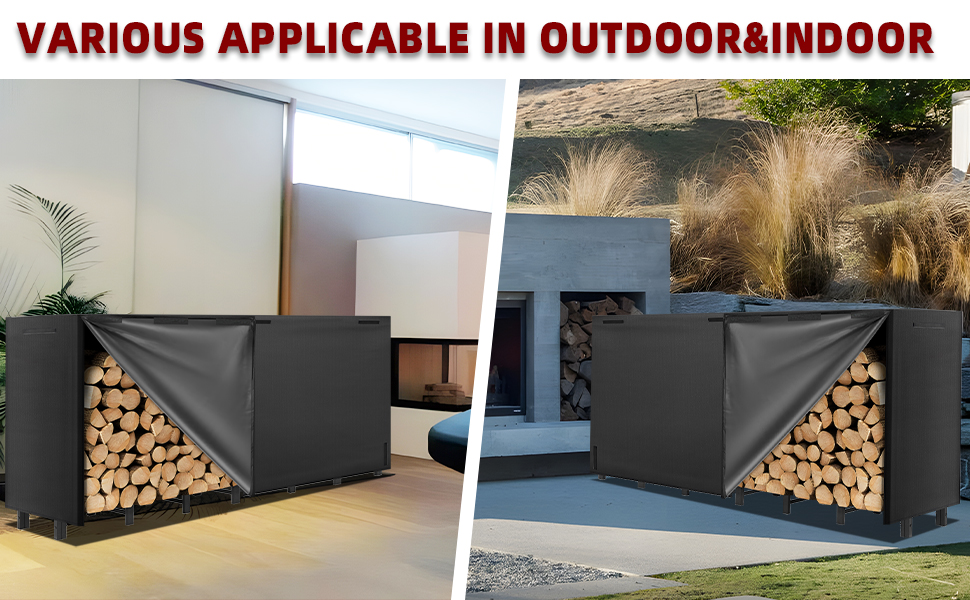 DNKMOR 8FT Firewood Rack with Waterproof Cover