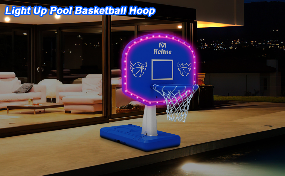 pool basketball hoop with lights