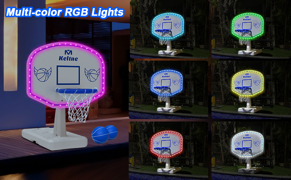 pool basketball hoop with lights