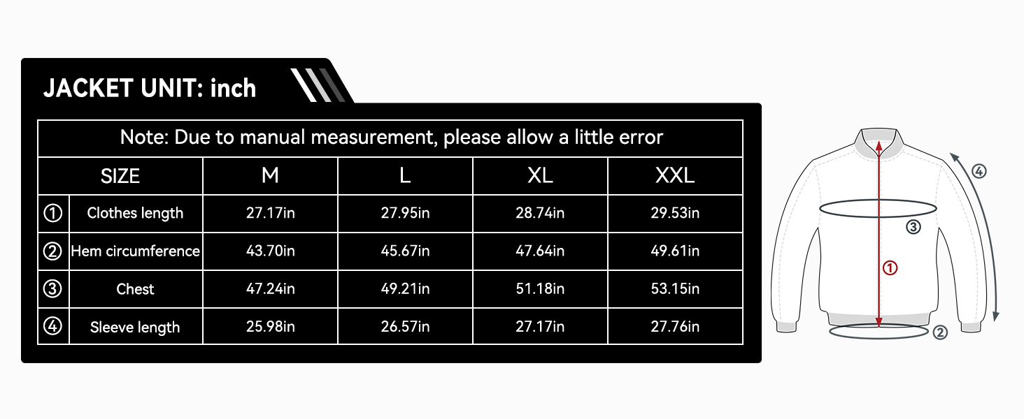 Motorcycle Jacket Size Chart