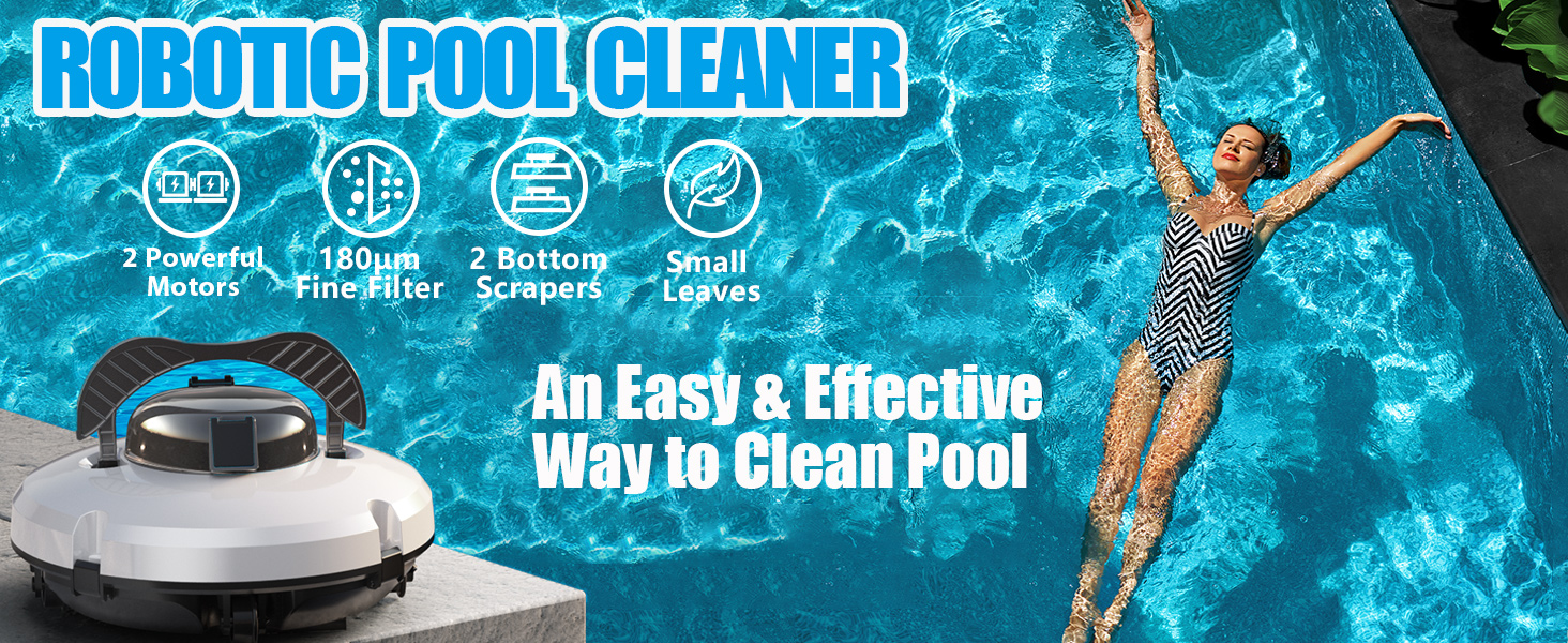 Cordless Robotic Pool Cleaner for Above Ground and Inground Pools