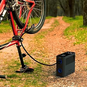 Inflator next to carrying case