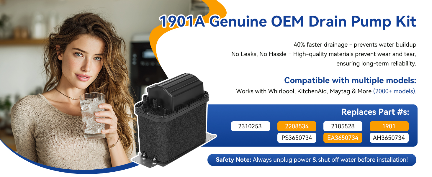 1901a drain pump compatible with whirlpool oem ice machine drain pump kit 1901a drain pump whirlpool