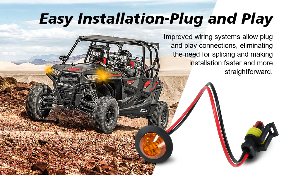 Universal UTV ATV Street Legal Turn Signal with Rocker Switch Kit Compatible With Polaris,