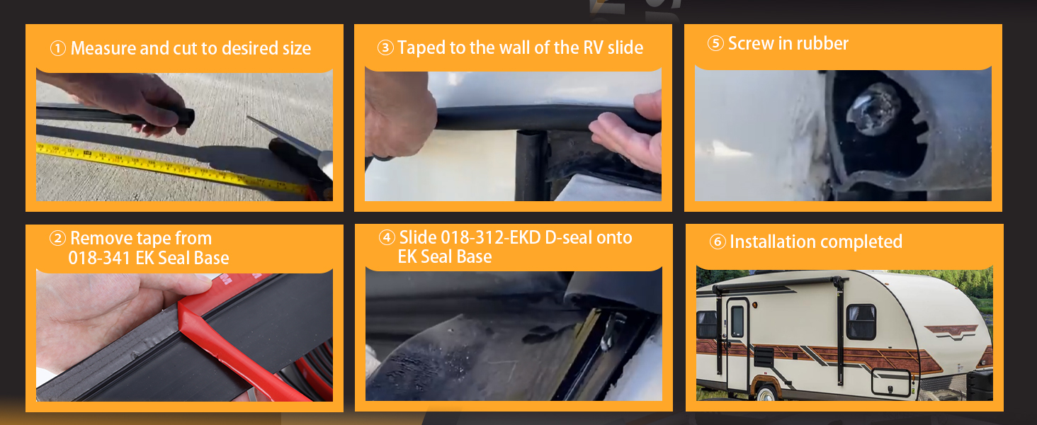 RV Slide Out Seal Base 018-341 EK D-Seal Wiper 018-312-EKD Black Rubbers