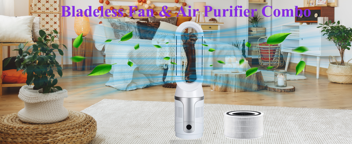 Bladeless fan with air purifier