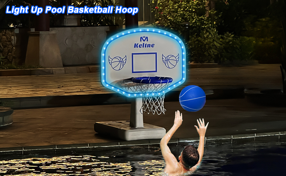 pool basketball hoop with solar lights