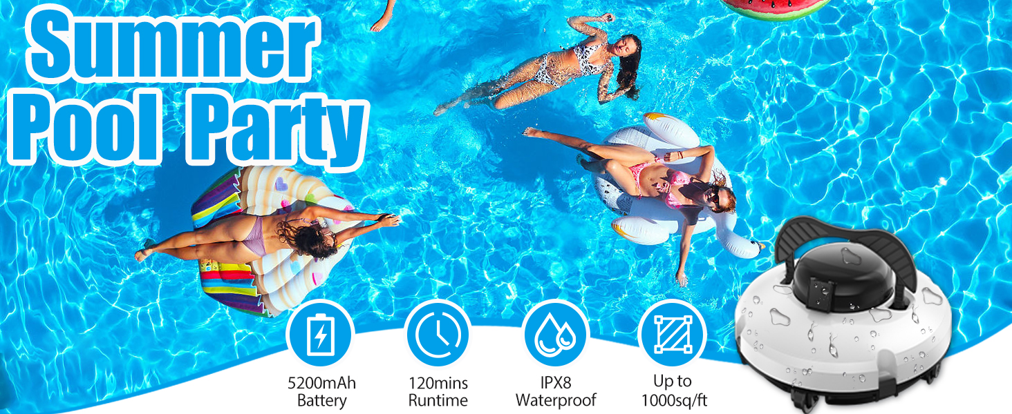 Cordless Robotic Pool Cleaner for Above Ground and Inground Pools