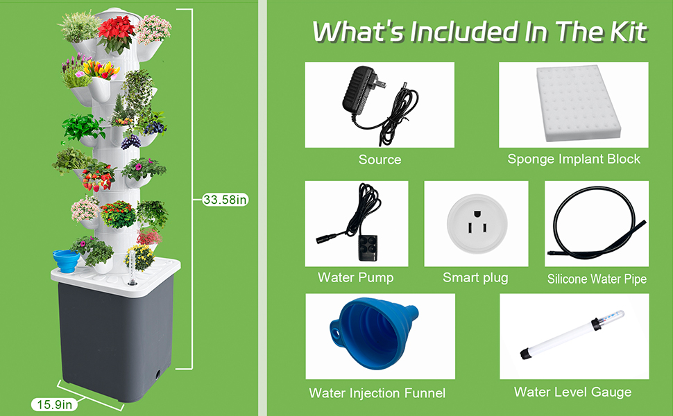 Hydroponic Tower 30 Plant Growing System Indoor Smart Garden Vertical Garden Planter