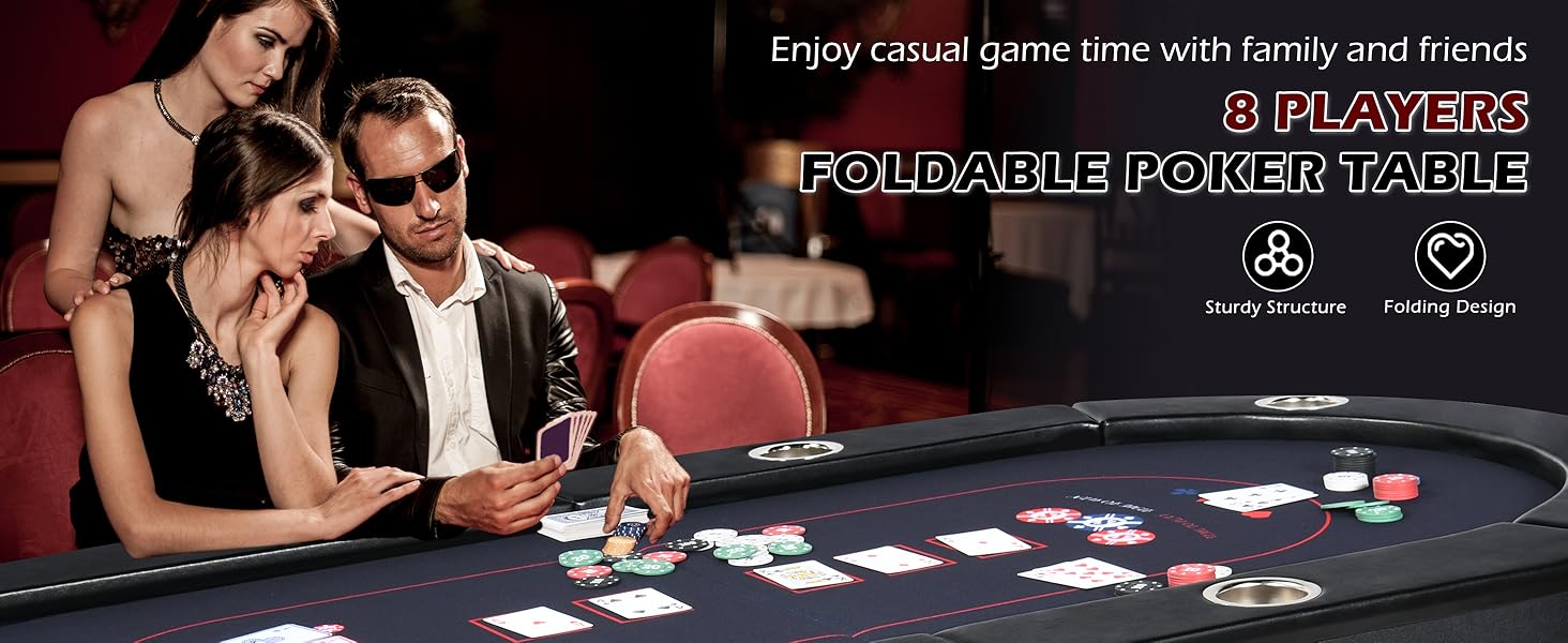 8 PLAYER POKER TABLE FOLDABLE