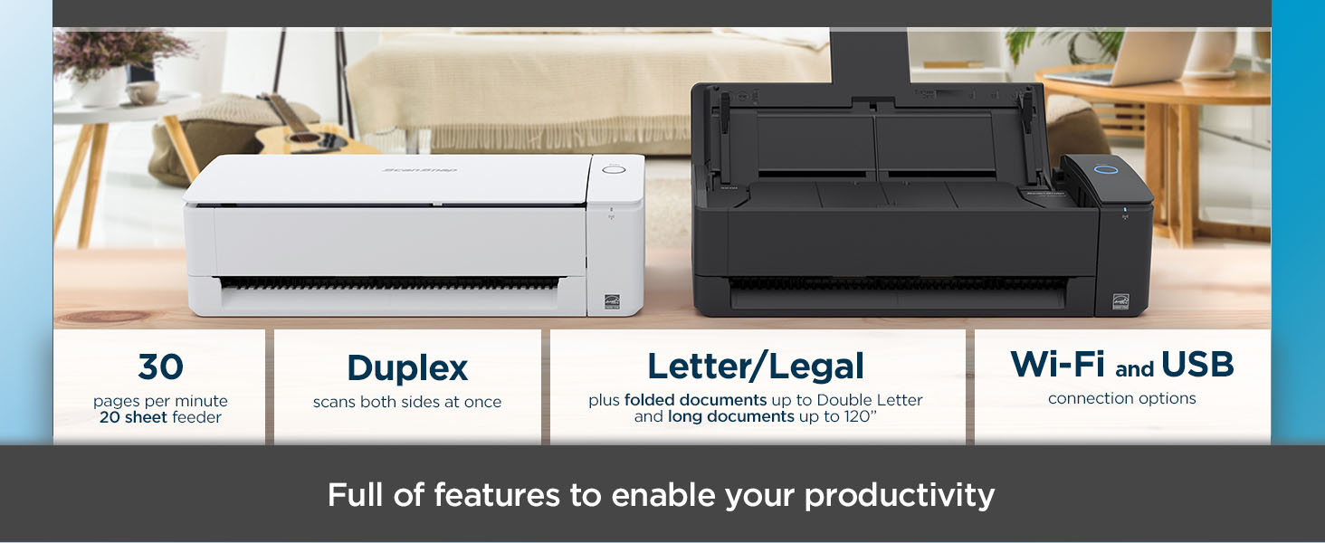 ScanSnap iX1300: scan 30 pages per minute, duplex scanning, wifi or usb connectivity